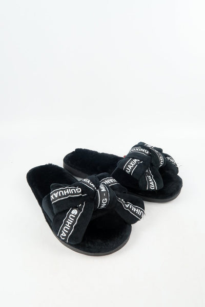 รองเท้าแตะขนเฟอร์ - Plush Faux Fur Rubber Sole House Slipper