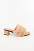 รองเท้าสั้นสูงแต่งขนเฟอร์ - Fluffy Fur Slide Sandals Fashion Block Mid Heel Mule Slippers