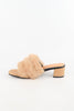 รองเท้าสั้นสูงแต่งขนเฟอร์ - Fluffy Fur Slide Sandals Fashion Block Mid Heel Mule Slippers