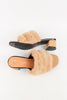 รองเท้าสั้นสูงแต่งขนเฟอร์ - Fluffy Fur Slide Sandals Fashion Block Mid Heel Mule Slippers