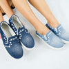 รองเท้าผ้าใบเดนิมลายสตาร์ - Stars Denim Platfrom Sneaker Flat Shoes