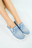 รองเท้าผ้าใบเดนิมลายสตาร์ - Stars Denim Platfrom Sneaker Flat Shoes