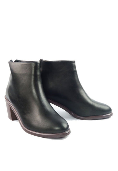 รองเท้าบูทหนังส้นสูง Karl - Karl Stacked Heel Zipper Ankle Boots