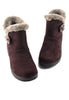 รองเท้าบูทหนังกำมะหยี่ No.912 - Faux Suede Button Warm Fur Lined Ankle Boots