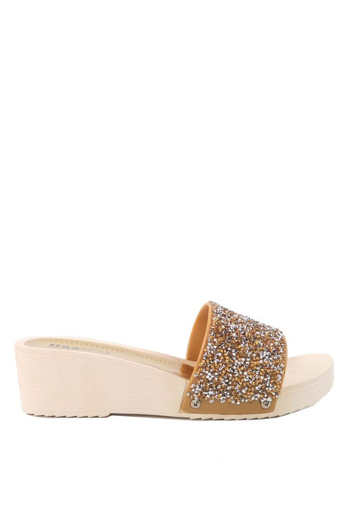 รองเท้าแตะเตารีดกลิตเตอร์ - Glitter Rubber Wegde Sandals