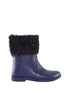 รองเท้าบูทหนังรับเบอร์ กันหิมะกันหนาว แต่งเฟอร์ - Mid Calf Waterproof Rainboots With Fur