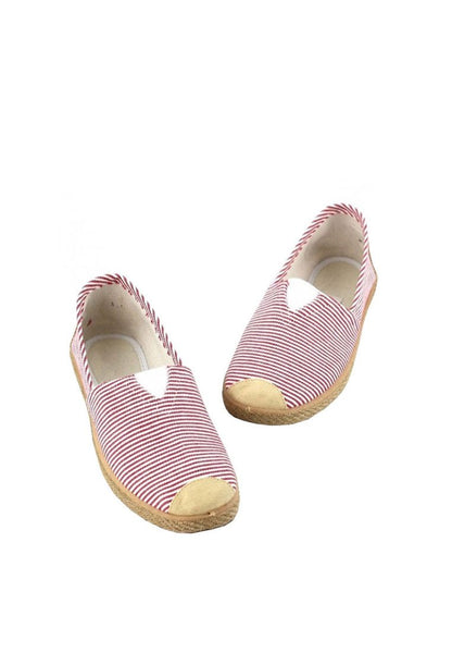 รองเท้าส้นแบนผ้าแคนวาส BX2009 - Candy Stripe Canvas Flats Shoes