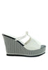 รองเท้าส้นเตารีด ลายขวาง -  Striped Wedge Platform Sandals