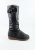 รองเท้าบูทหนังทรงสูงแต่งโบ - Classic Leather Flat To Low Heel Knee High Boots