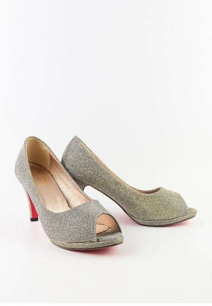 รองเท้าคัตชูเปิดหัว - Glitter Open Toe Platform Pump Shoes