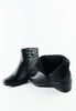 รองเท้าบูทหนังกันหนาว No.6822 - Faux Fux Patent Leather Ankle Boots