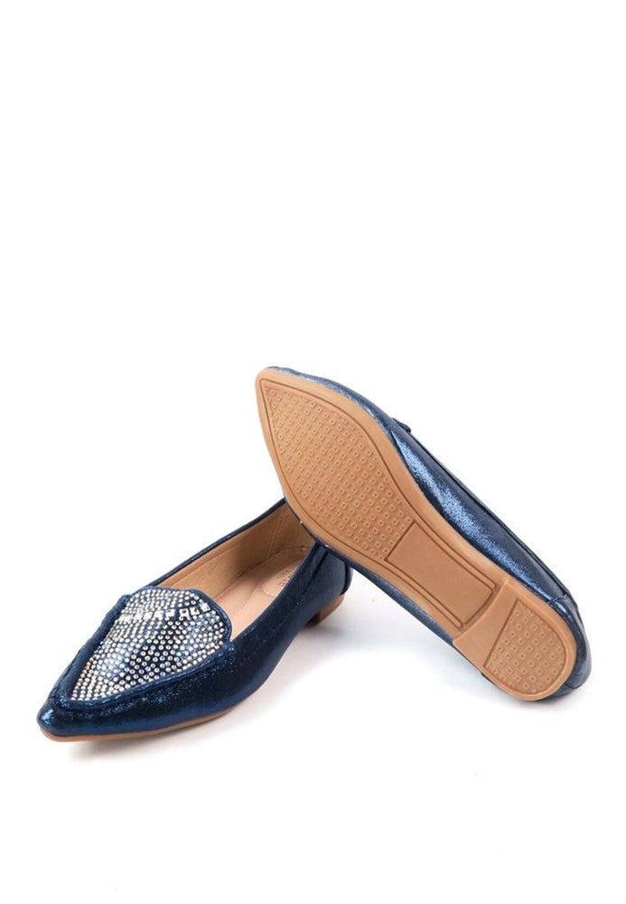 รองเท้าส้นแบนหัวแหลม ตกแต่งกลิตเตอร์ - Women's Classic Pointy Toe Glitter Ballet Flat Shoes