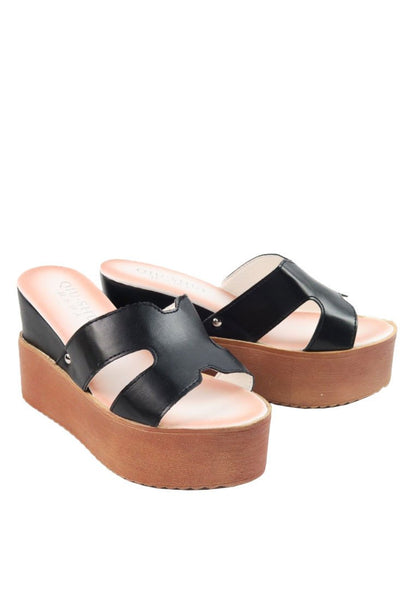 รองเท้าส้นตึกตัวเอช - Cross H Platform Wedge Sandals