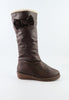 รองเท้าบูทหนังทรงสูงแต่งโบ - Classic Leather Flat To Low Heel Knee High Boots