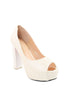 รองเท้าคัตชูส้นสูง - Ivory White Platform Pumps Shoes