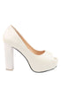 รองเท้าคัตชูส้นสูง - Ivory White Platform Pumps Shoes